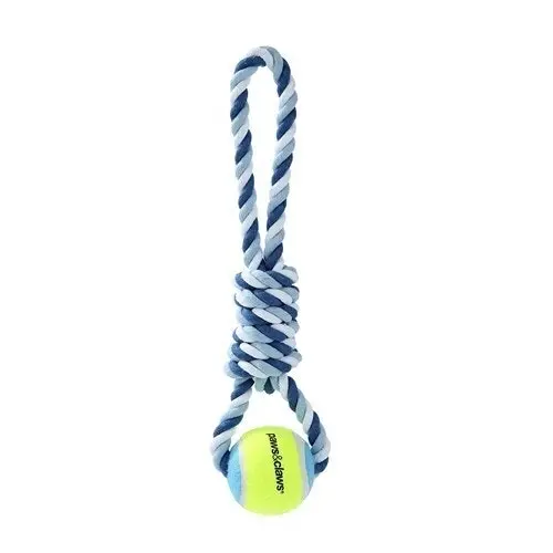 4x 3PK Paws & Claws Dog Toy 29cm Rope & Tennis Ball Tugger Pet Interactive Asst