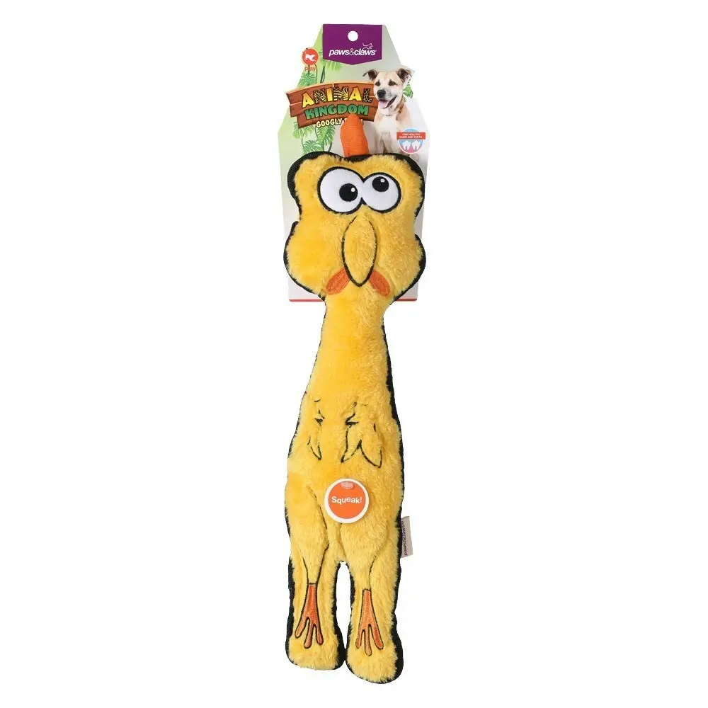 Paws & Claws Dog Chew Toy 49cm Animal Kingdom Googly Farm w/ Squeaker Assort.