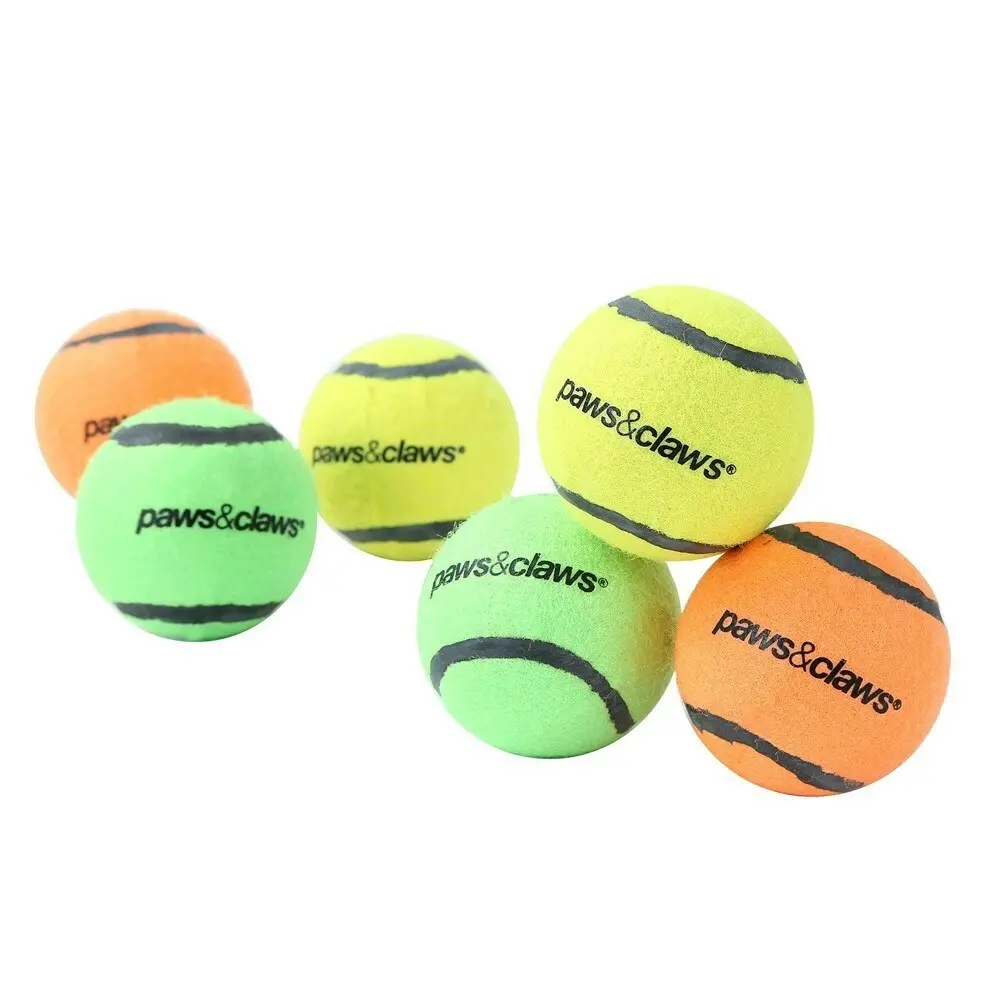 4x 2PK Paws & Claws Squeaky Tennis Balls Pet/Dog Toy Interactive Fun Play Assort