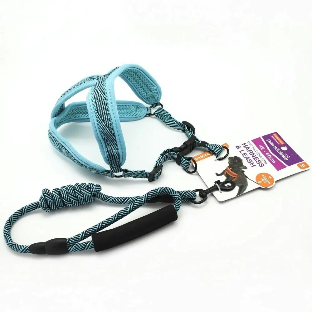 3x Paws & Claws Dog/Pet Mesh 120cm Lead/42-60cm Adjustable Harness Small Assort.