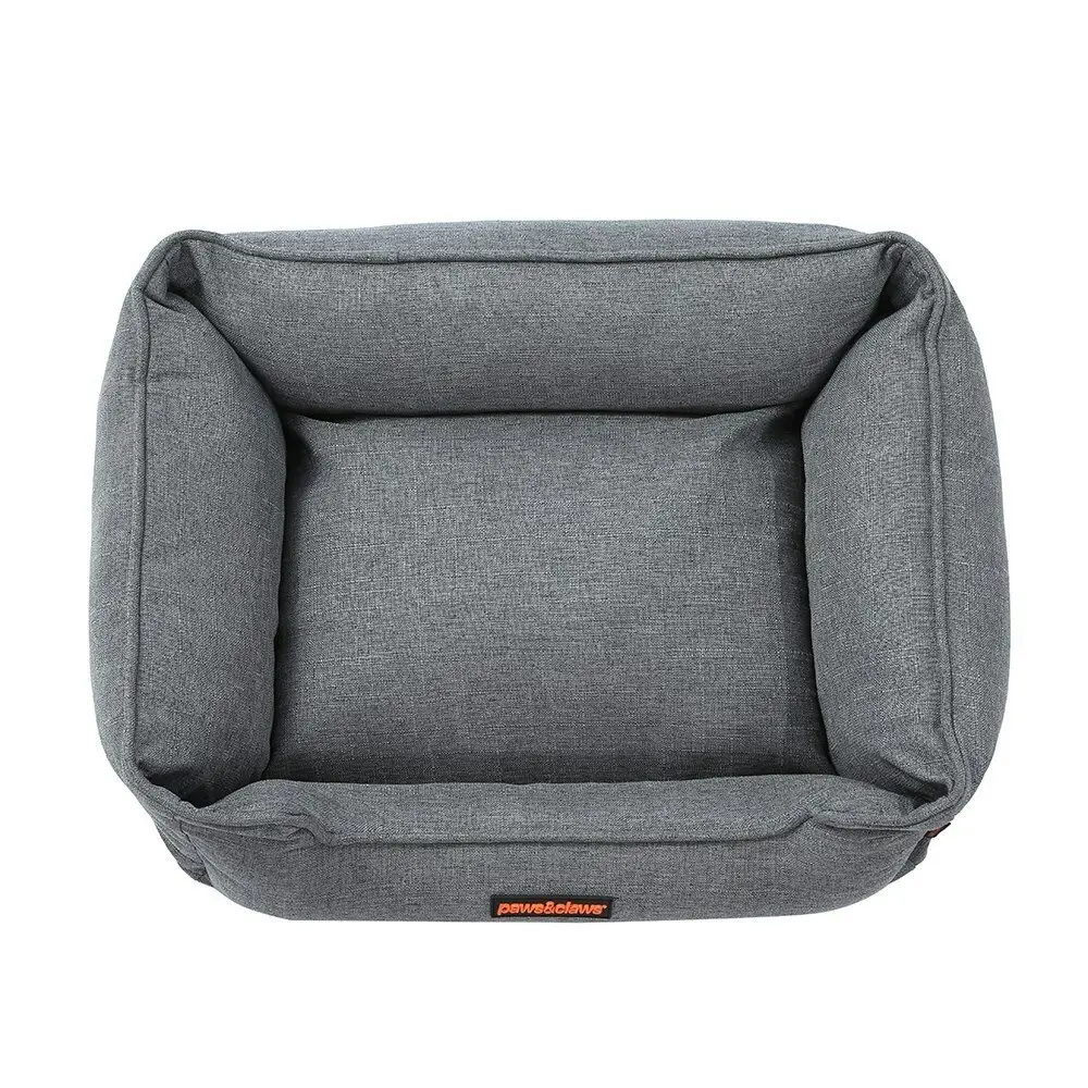 Paws & Claws Pia 60cm Walled Pet Dog Bed Sleeping Rectangle Cushion Medium Grey