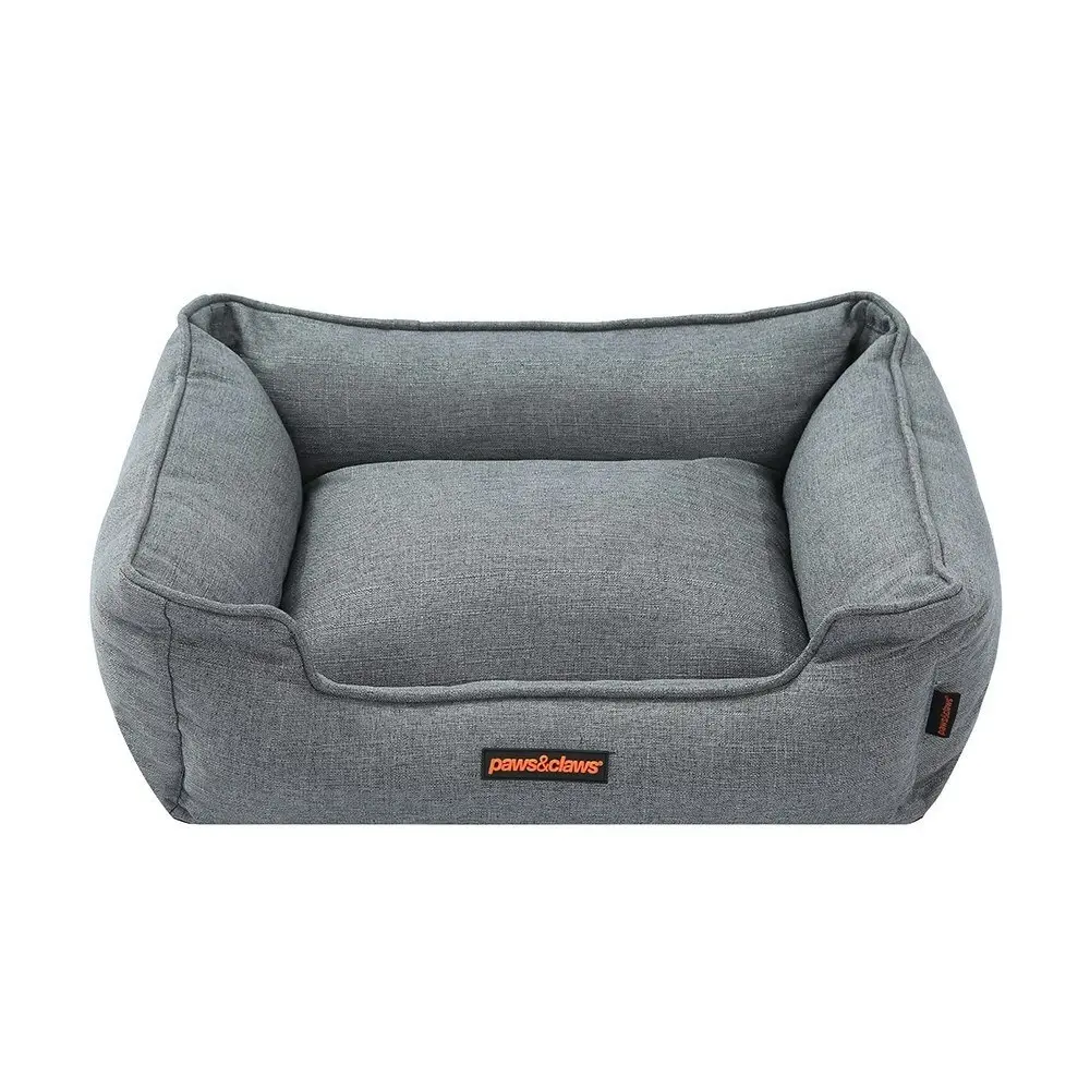 Paws & Claws Pia 60cm Walled Pet Dog Bed Sleeping Rectangle Cushion Medium Grey