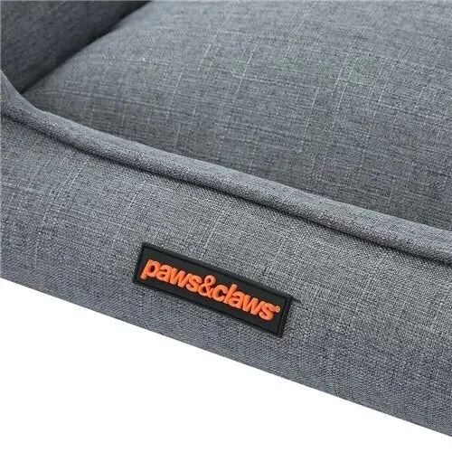 Paws & Claws Pia 60cm Walled Pet Dog Bed Sleeping Rectangle Cushion Medium Grey