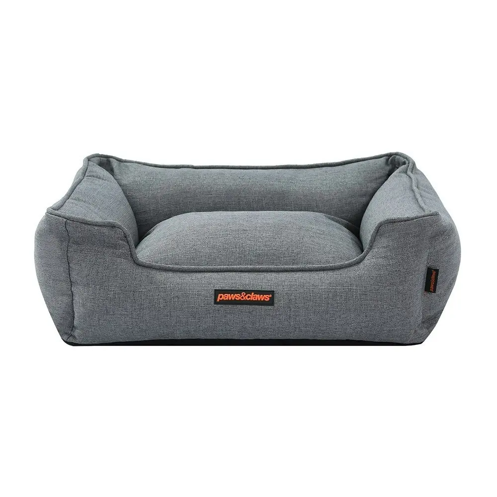 Paws & Claws Pia 60cm Walled Pet Dog Bed Sleeping Rectangle Cushion Medium Grey