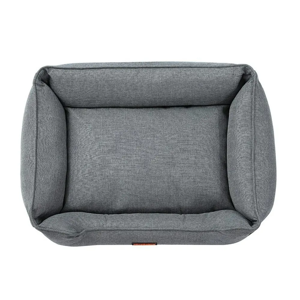 Paws & Claws Pia 80cm Walled Pet Dog Bed Sleeping Rectangle Cushion Large Grey