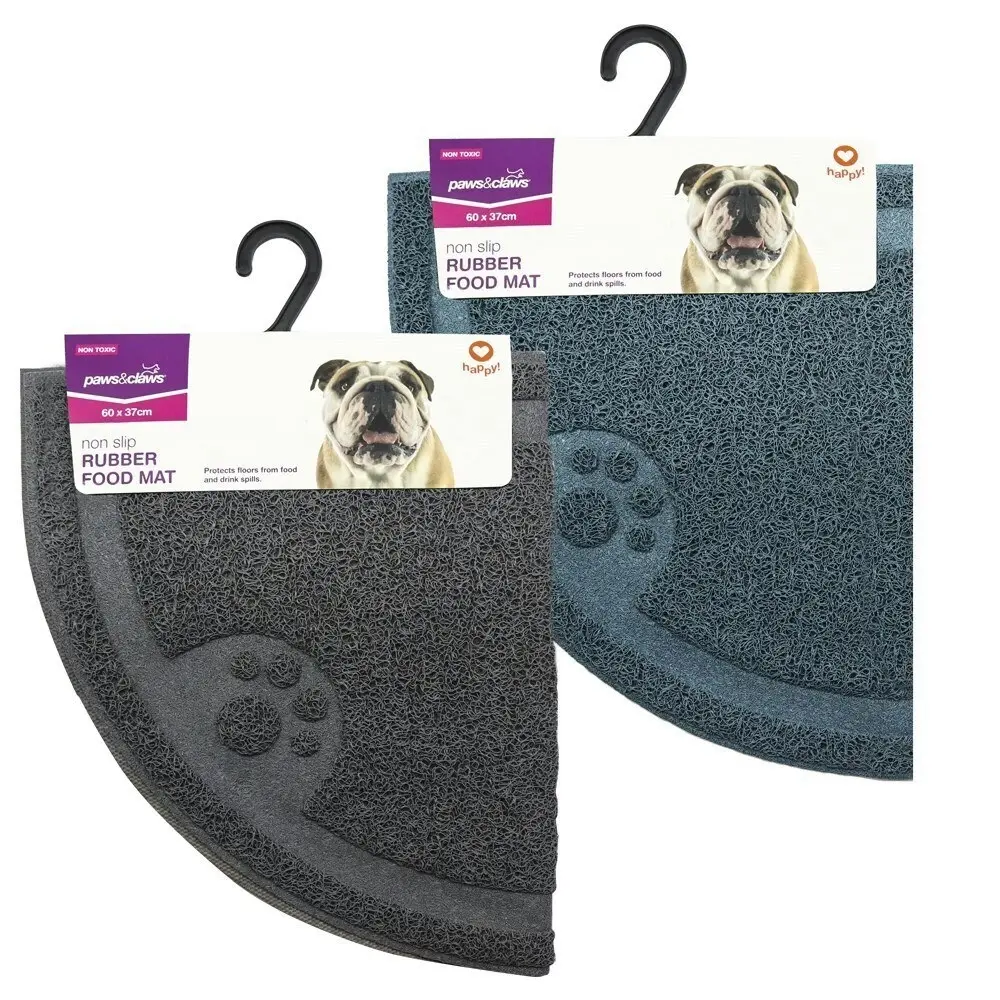 Paws & Claws 60cm Pet Dog Food Mat Non Slip Rubber Pad for Feeding Bowl Assorted