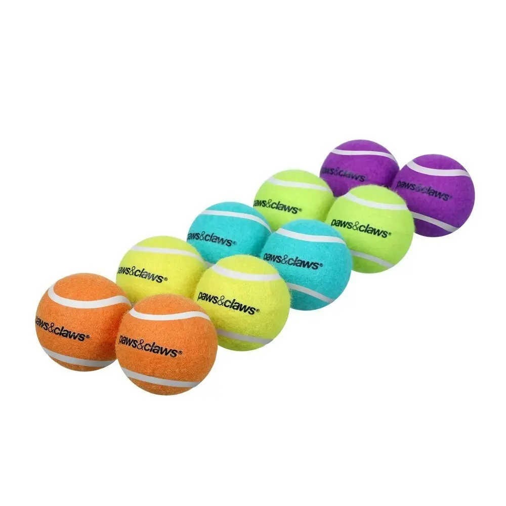 8PK Paws & Claws Pet Dog Toy 6cm Tennis Balls 2-Tone Solid Interactive Assorted