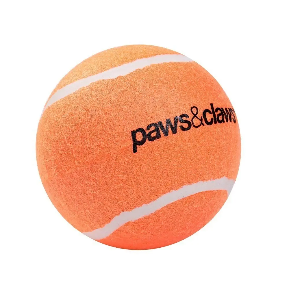 4x Paws & Claws Dog Toy Jumbo 10cm Tennis Solid Ball Pet Interactive Fun Assort