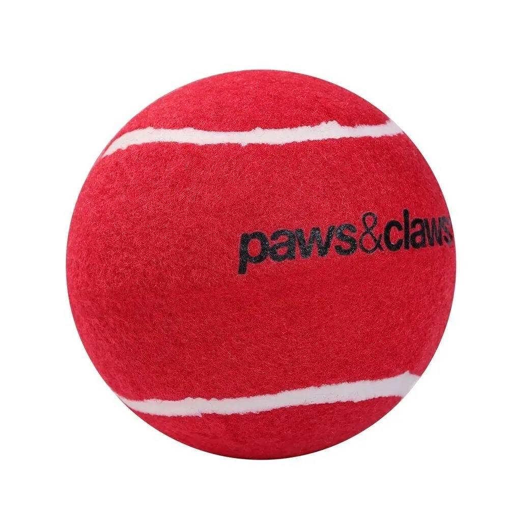 4x Paws & Claws Dog Toy Jumbo 10cm Tennis Solid Ball Pet Interactive Fun Assort