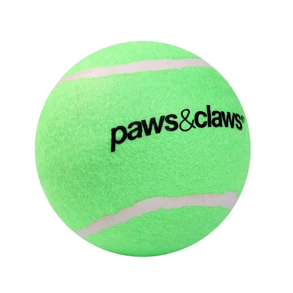 4x Paws & Claws Dog Toy Jumbo 10cm Tennis Solid Ball Pet Interactive Fun Assort