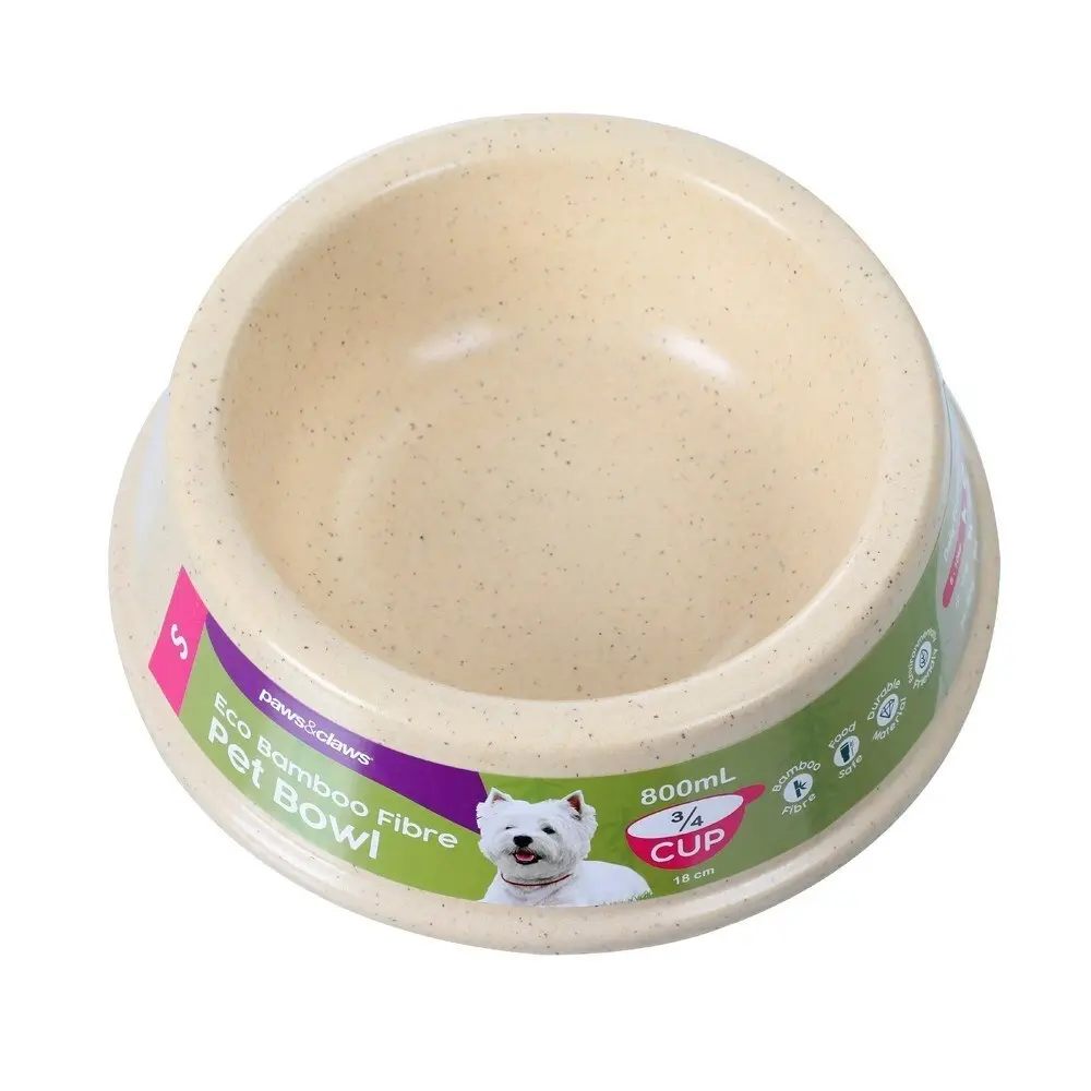 3x Paws & Claws Bamboo 800ml/18cm Fibre Bowl Pet/Dog Food Feeding Container Asst