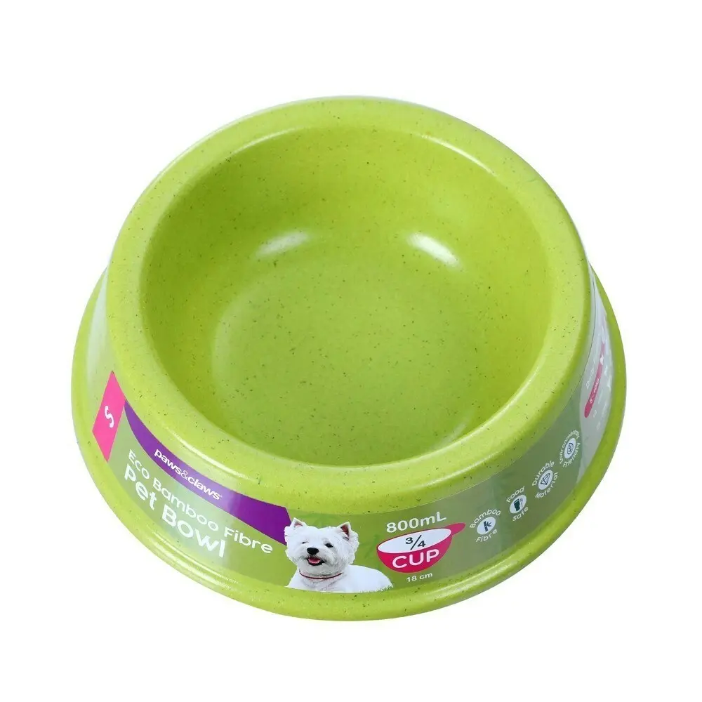 3x Paws & Claws Bamboo 800ml/18cm Fibre Bowl Pet/Dog Food Feeding Container Asst