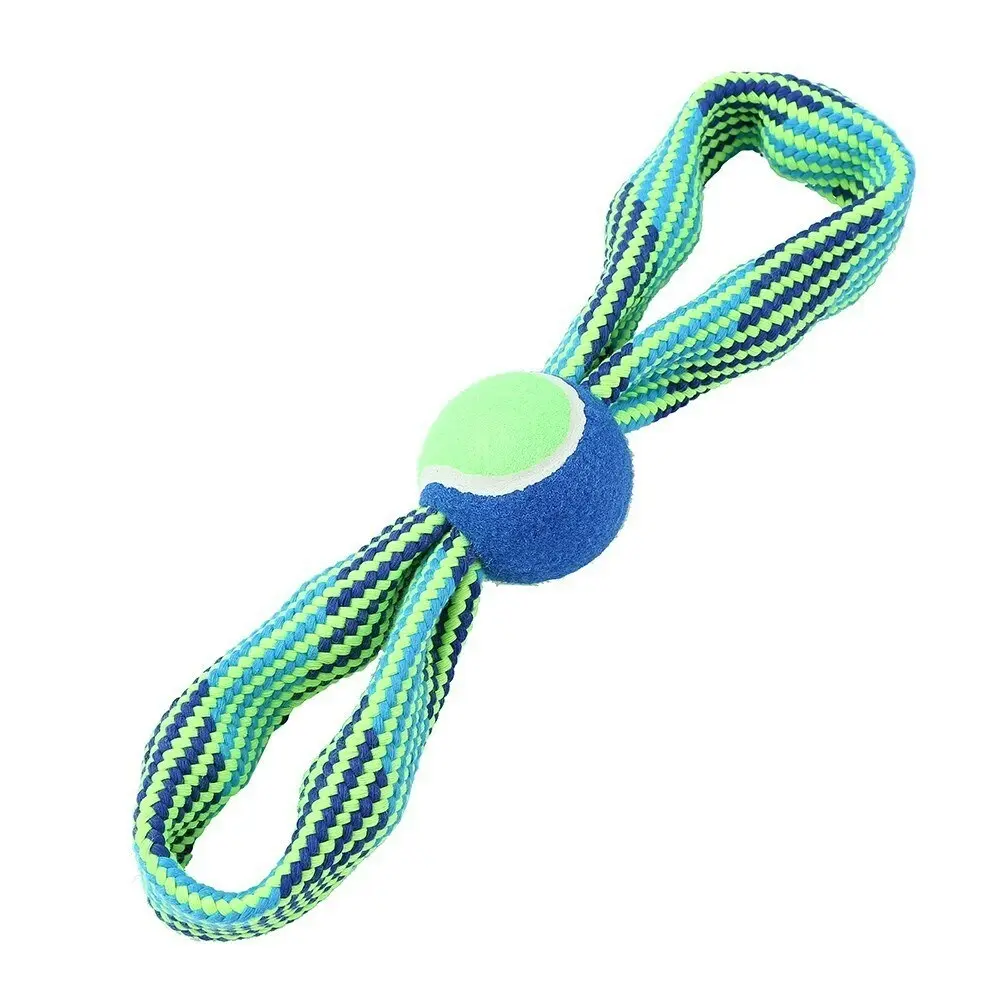 Paws & Claws 33cm Tug-Of-War Dog Toy Double Loop Rope w/ Tennis Ball/Squeakers