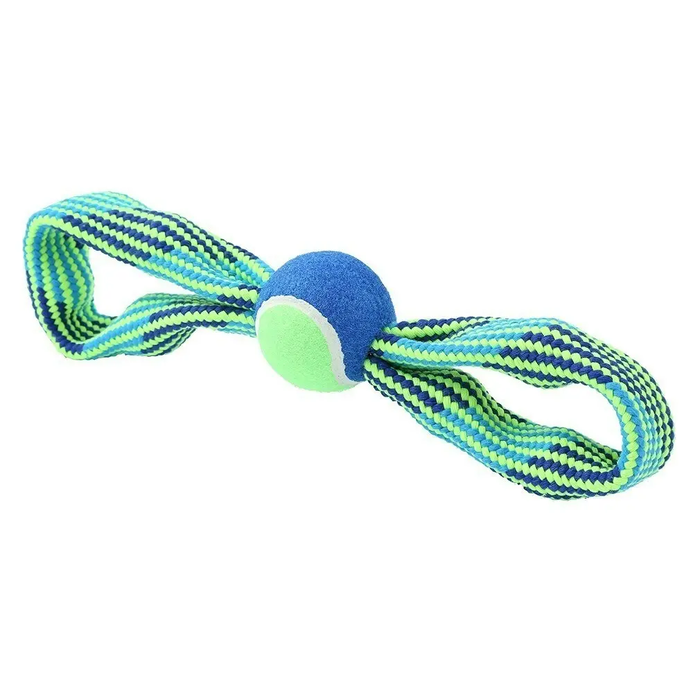 Paws & Claws 33cm Tug-Of-War Dog Toy Double Loop Rope w/ Tennis Ball/Squeakers