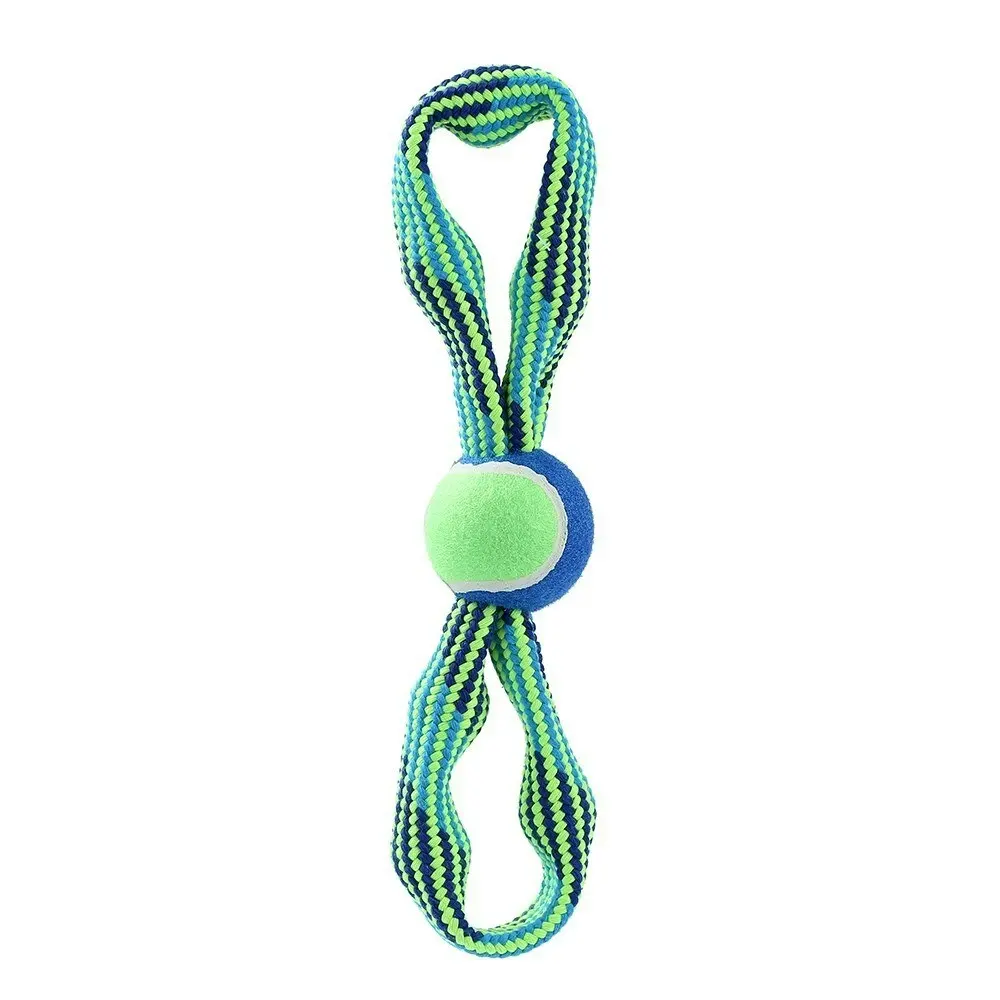 Paws & Claws 33cm Tug-Of-War Dog Toy Double Loop Rope w/ Tennis Ball/Squeakers