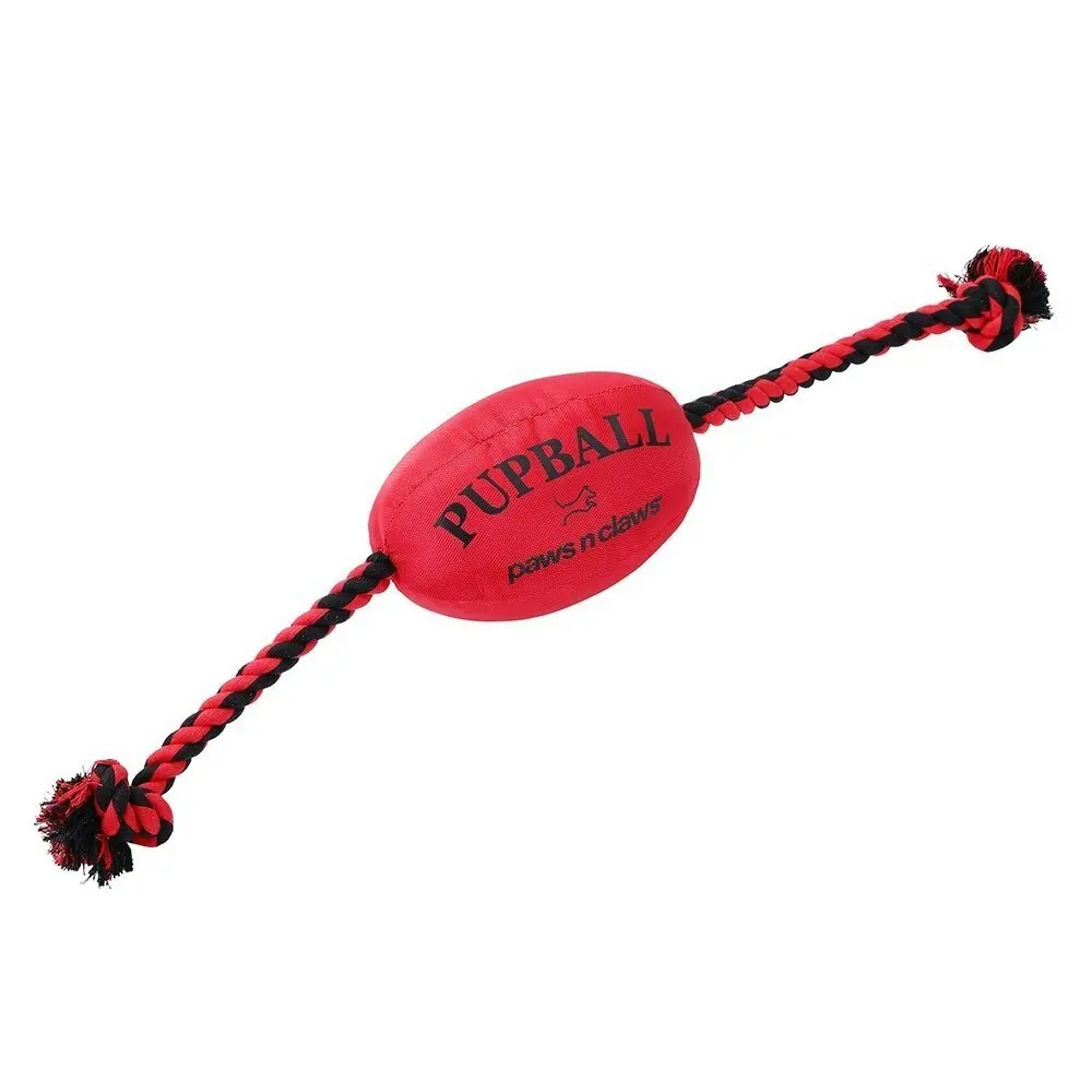 Paws & Claws 75cm Footy Oxford Dog Rope Toy Tugger Pupball Pet Chew Play Red