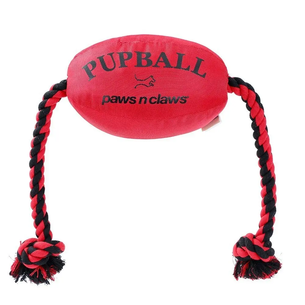 Paws & Claws 75cm Footy Oxford Dog Rope Toy Tugger Pupball Pet Chew Play Red