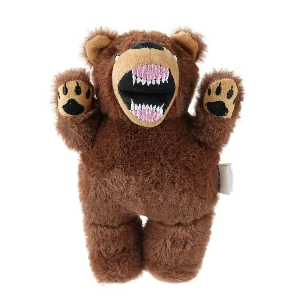 Paws & Claws 35cm Angry Animals Interactive Plush Bear Dog Toy w/ Squeaker Brown