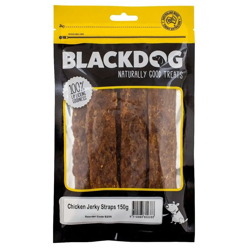 2x Blackdog 120g Naturally Good Pet/Dog Chicken Jerky Straps Healthy Treats/Food