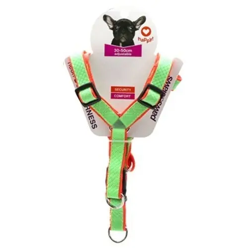 4x Paws & Claws Colourful Nylon Dog Harness 30-50cm Adjustable Safety Strap Asst