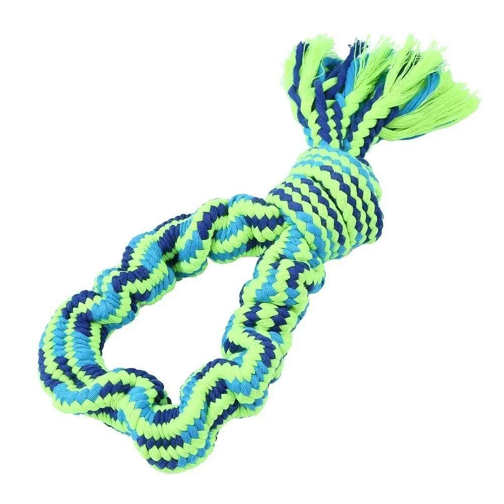 3x Paws & Claws 33cm Tug-Of-War Dog Toy Bungee Rope Loop Pet Puppy Play BL/GRN