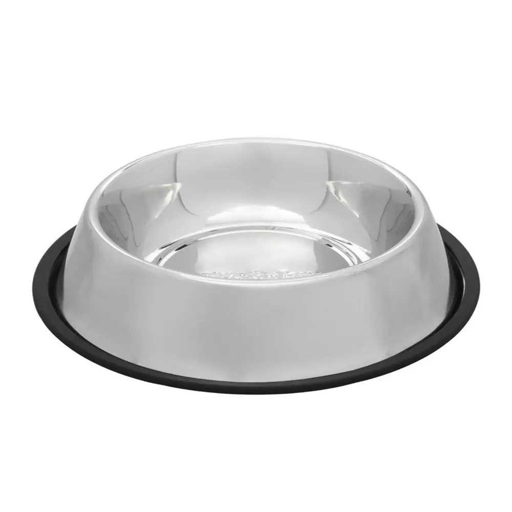 Paws & Claws 1.5L/30cm Dog Bowl Anti-Skid Pet Food Stainless Steel Container BLK