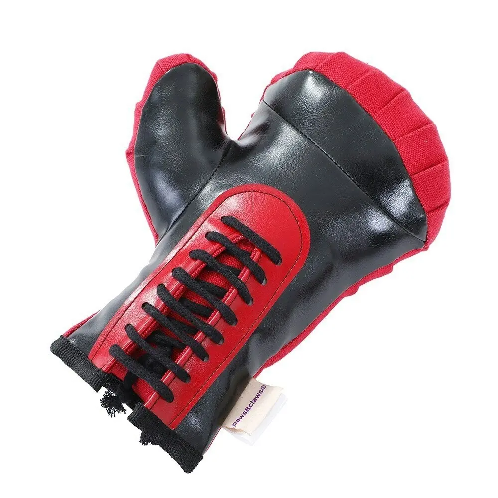 Paws & Claws 22cm Boxing Glove Oxford Toy Fun Play Squeaky for Pet Dog/Puppy Red