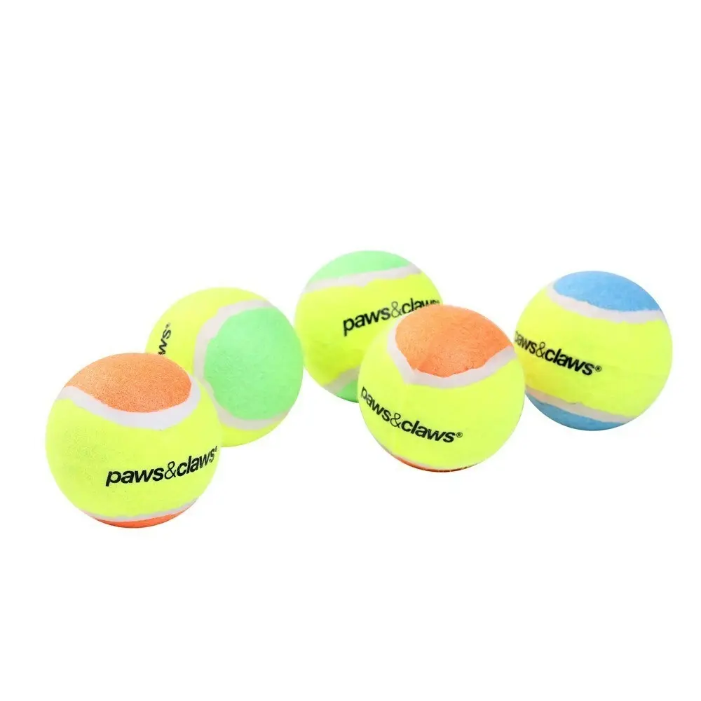 3x 5PK Paws & Claws 6cm Tennis Balls 2-Tone Dog Toy Interactive Fun Play Toys