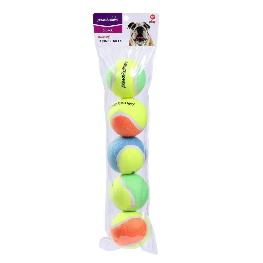 3x 5PK Paws & Claws 6cm Tennis Balls 2-Tone Dog Toy Interactive Fun Play Toys