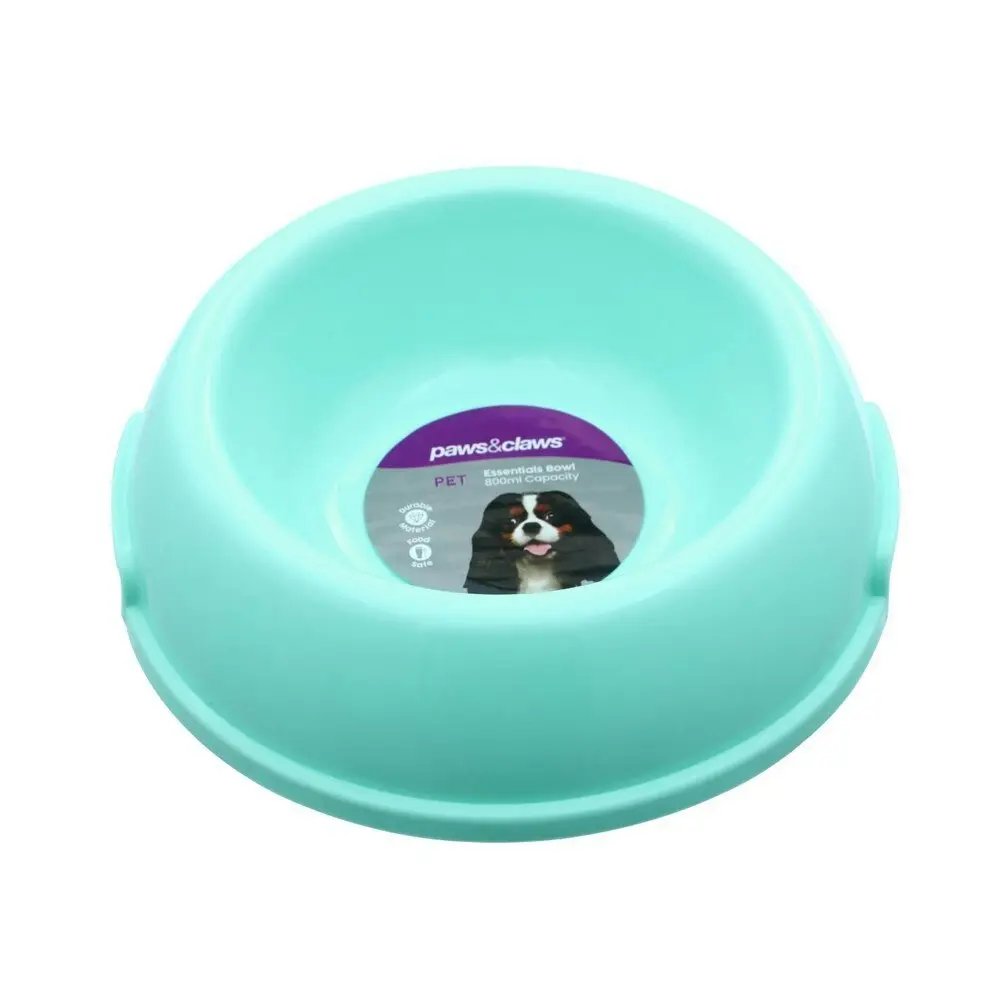 4x Paws & Claws Pet Essentials 800ml/18cm Dog Bowl Round w/ Handle Medium Assort