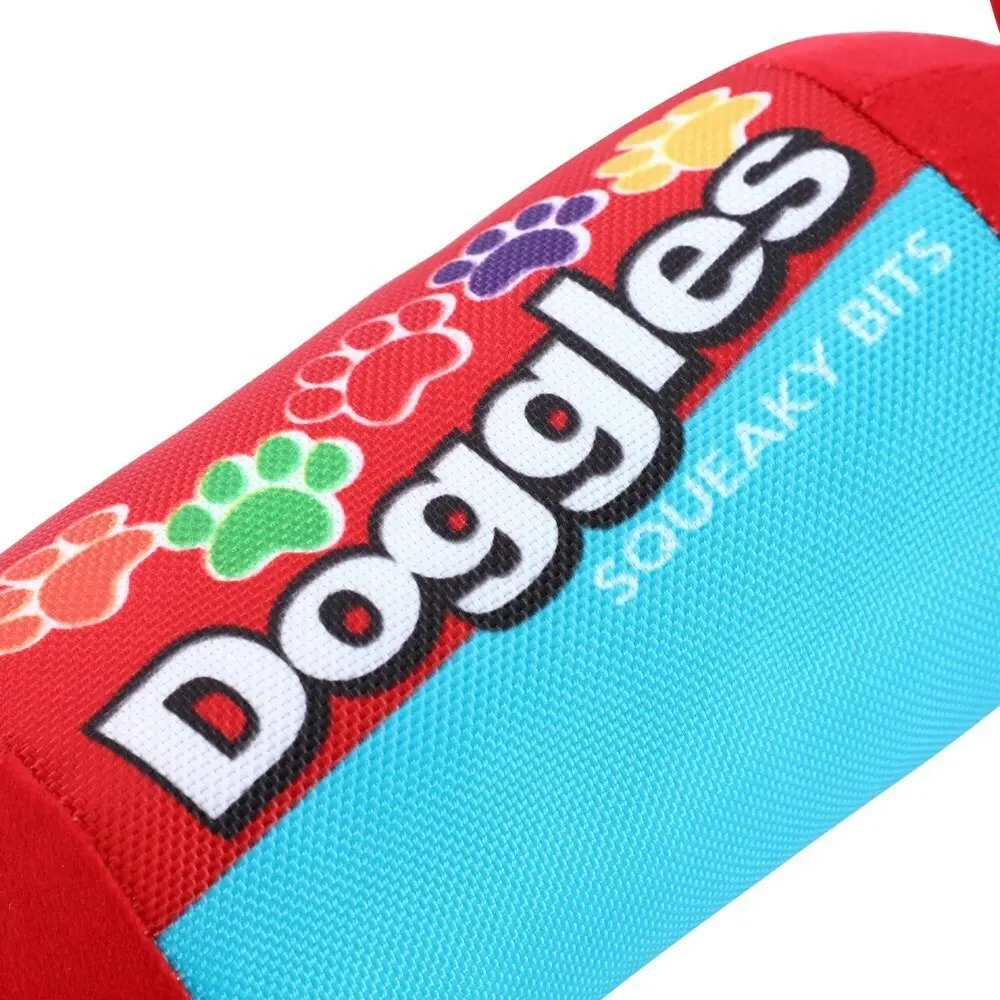 3x Paws & Claws 28cm Candy Roll Oxford Doggles Interactive Dog Toy w/ Squeaker