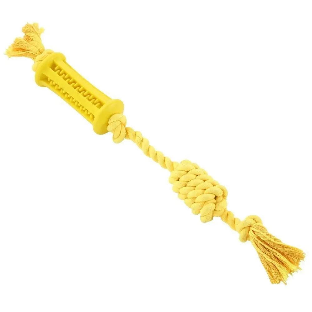 3x Paws & Claws 36cm Flavour-Bone Rope Tugger Beef Flavoured Rubber Dog Toy YL