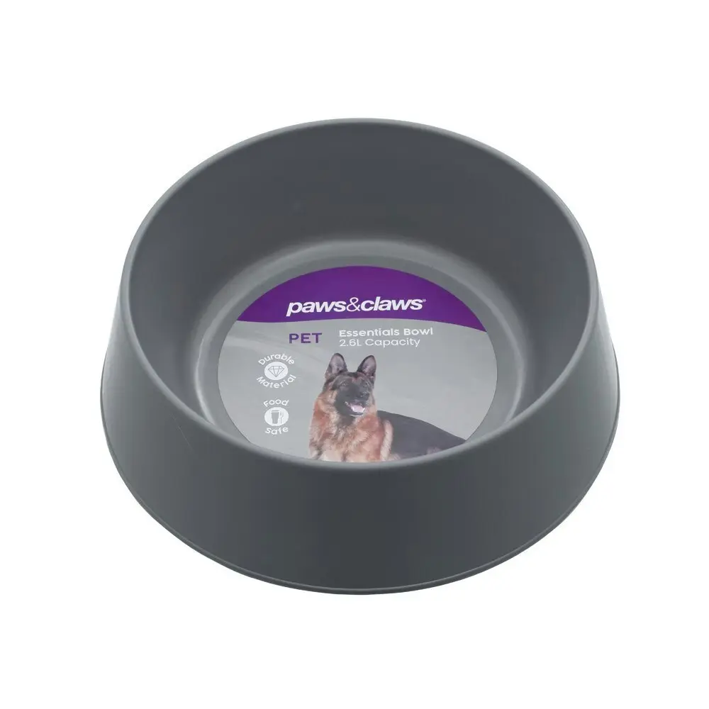 4x Paws & Claws Pet Essentials Dog Bowl 2.6L/24.5cm Round Water/Food Feeder Asst