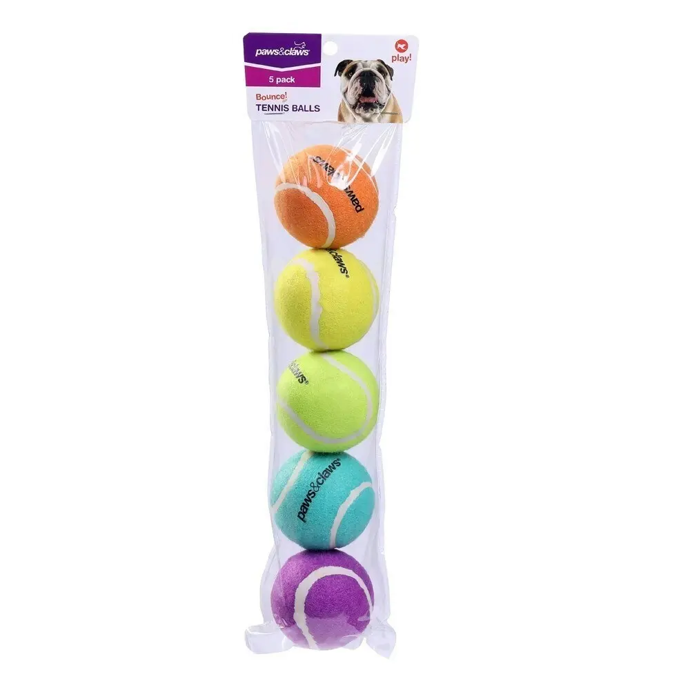 20x Paws & Claws 6cm Tennis Balls Durable Asstd Colours Solid Dog/Pet/Cat Toy