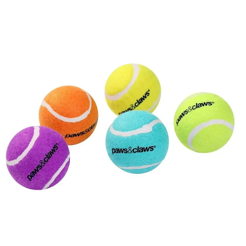 20x Paws & Claws 6cm Tennis Balls Durable Asstd Colours Solid Dog/Pet/Cat Toy