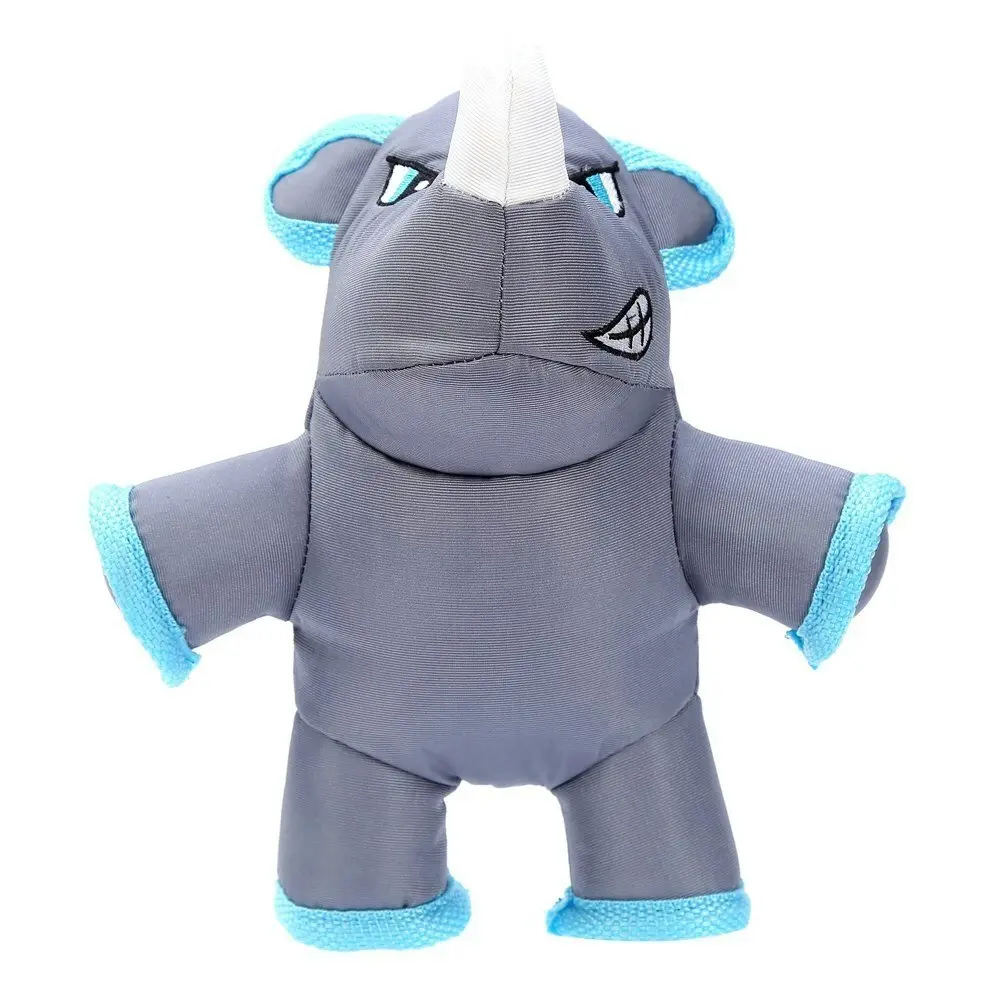 Paws & Claws 21cm Tuff Busta Buddy Rhino Dog Toy Pet Chew Plush w/ Squeaker Grey