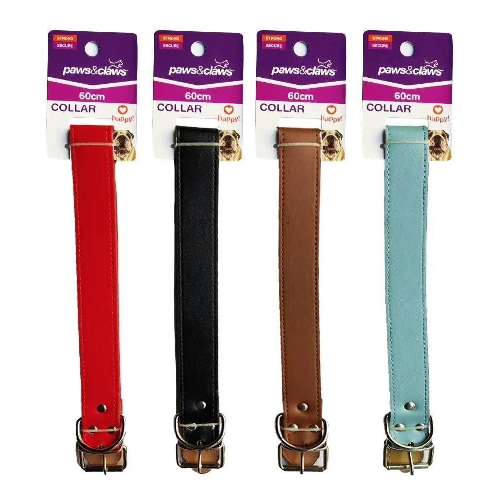 3x Paws & Claws Premium Original Dog 60cm Collar Adjustable Pet Neck Strap Asst.