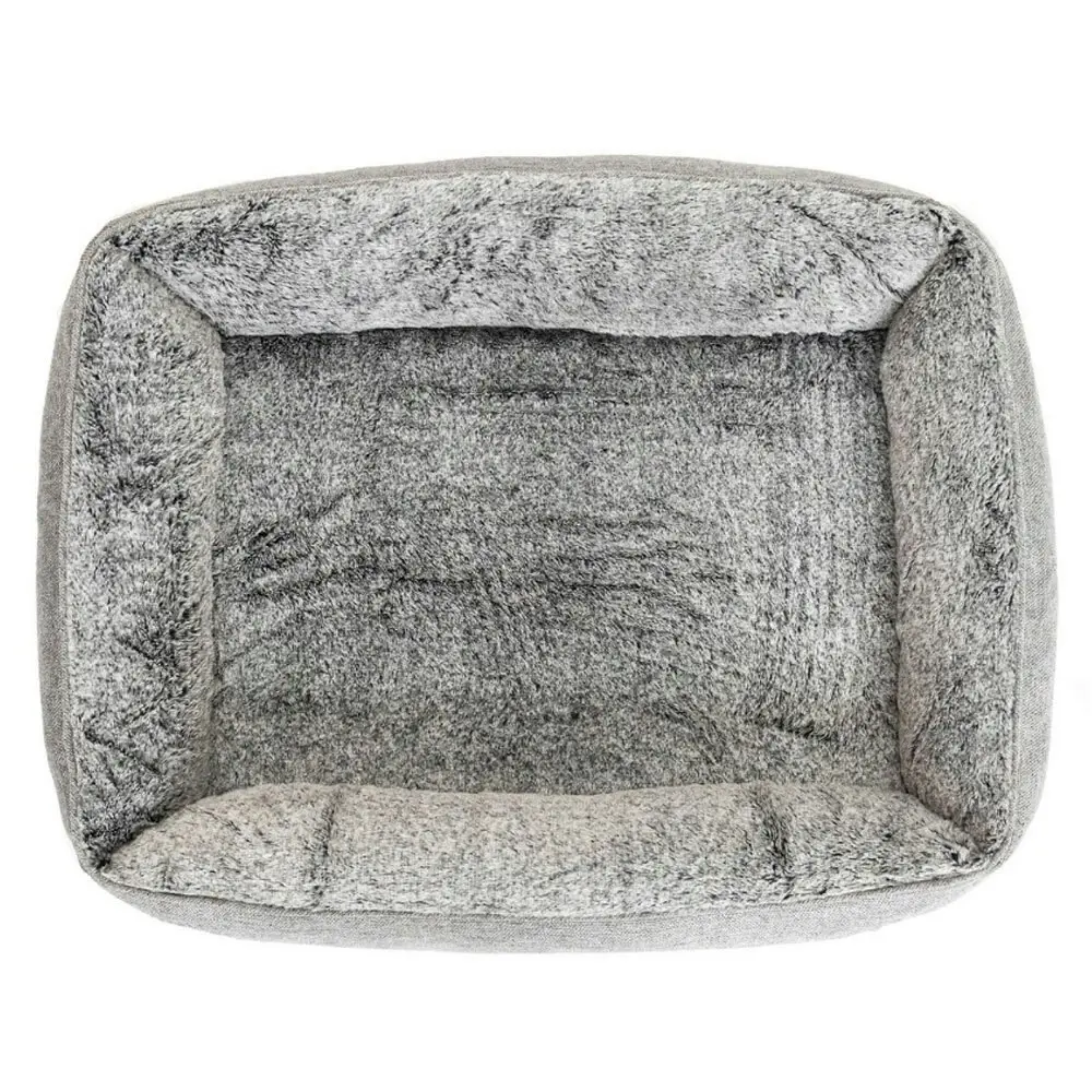 Superior Pet Goods Large Dog Bed 116cm Ortho Lounger Artic Faux Fur Cushion Grey