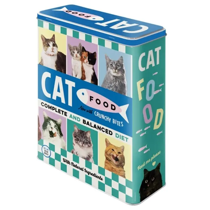 Nostalgic Art XL Metal 4L/26cm Tin Box Container Storage for Cat/Pet Food Blue