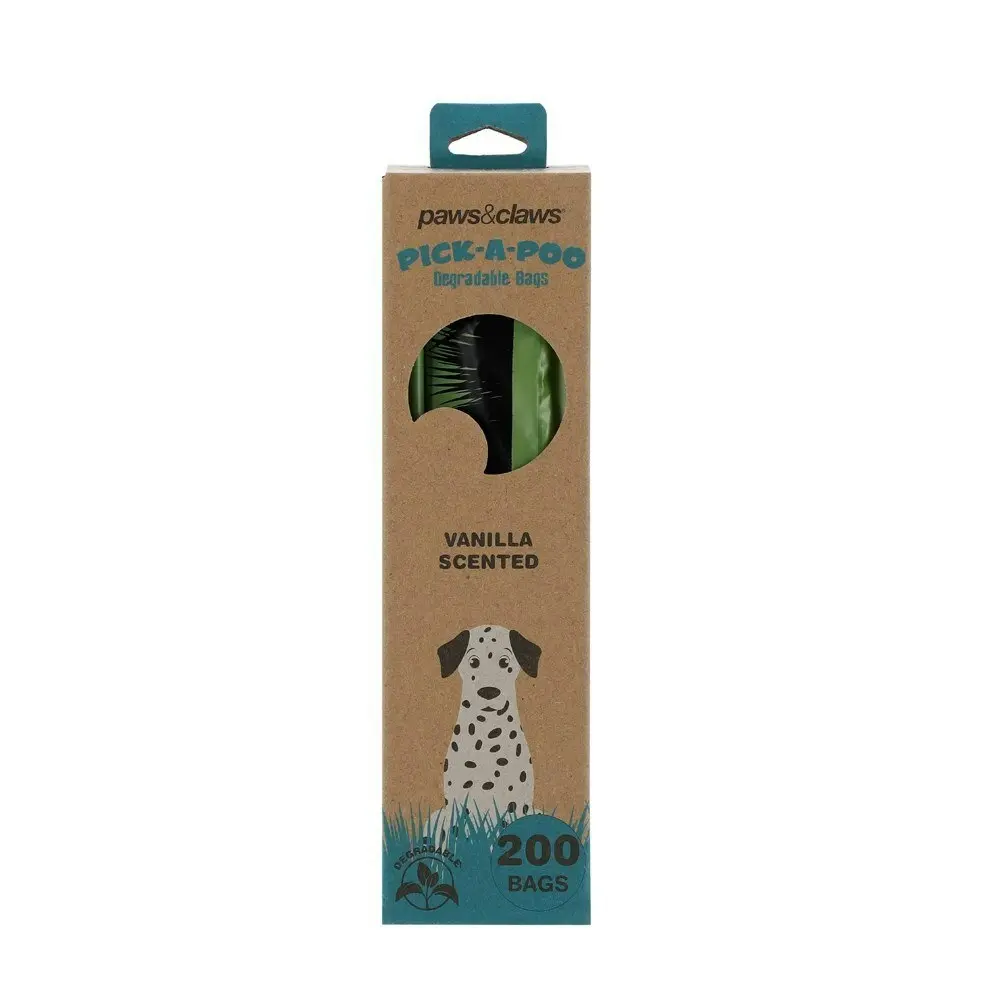 200PK Paws & Claws Pick-A-Poo Degradable Dog Waste/Poop Bags Dispenser Vanilla