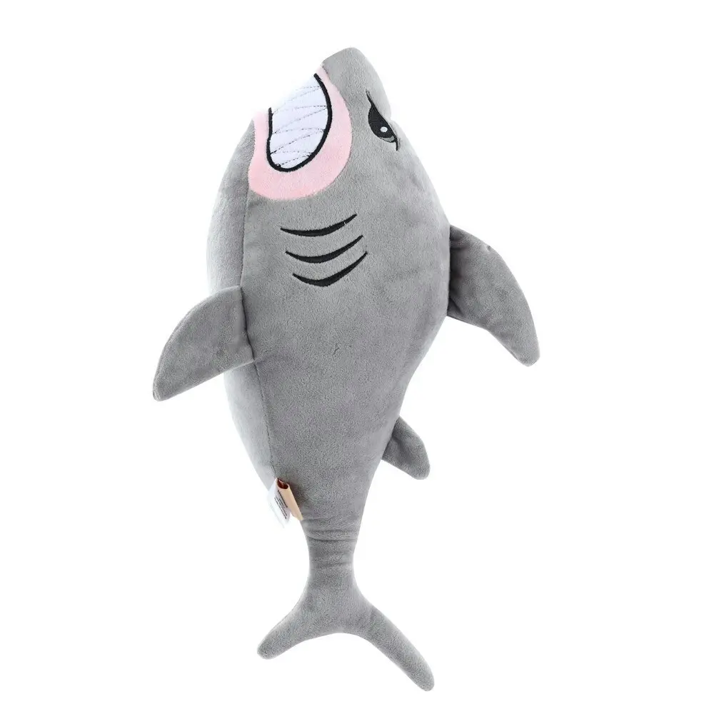 Paws & Claws Pet Dog 50cm Angry Shark Mega Soft Plush Chew Toy w/ Squeaker Grey