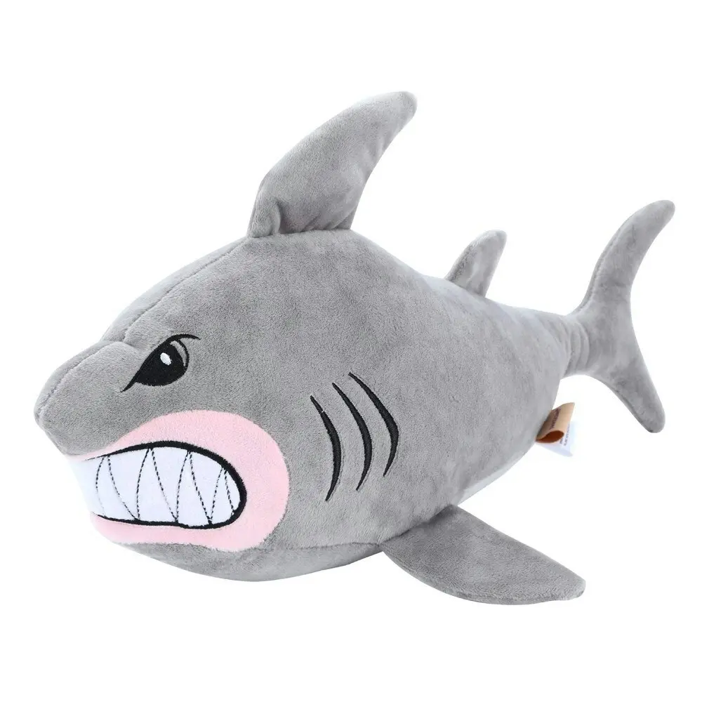 Paws & Claws Pet Dog 50cm Angry Shark Mega Soft Plush Chew Toy w/ Squeaker Grey