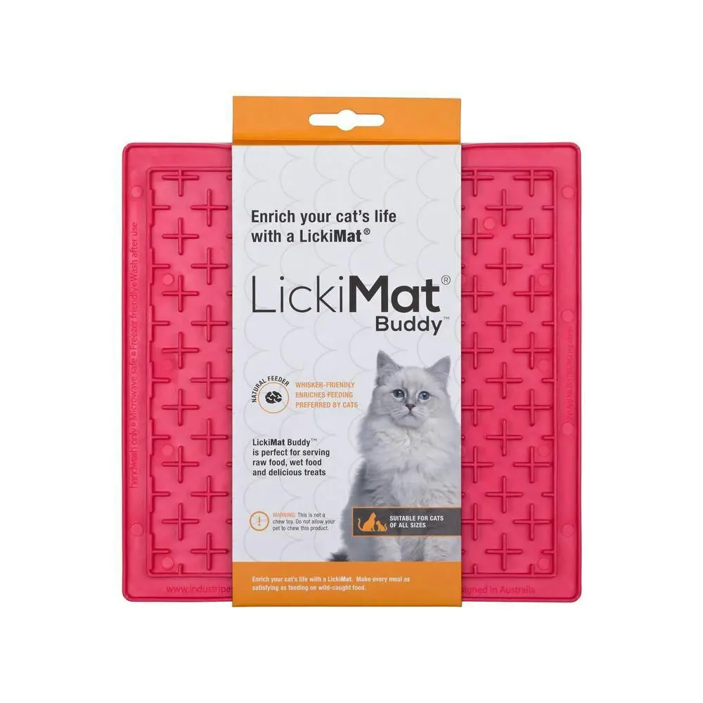 Lickimat 20cm Classic Buddy Cat Wet/Dry Food Server/Feeder Pet Treats Mat Pink