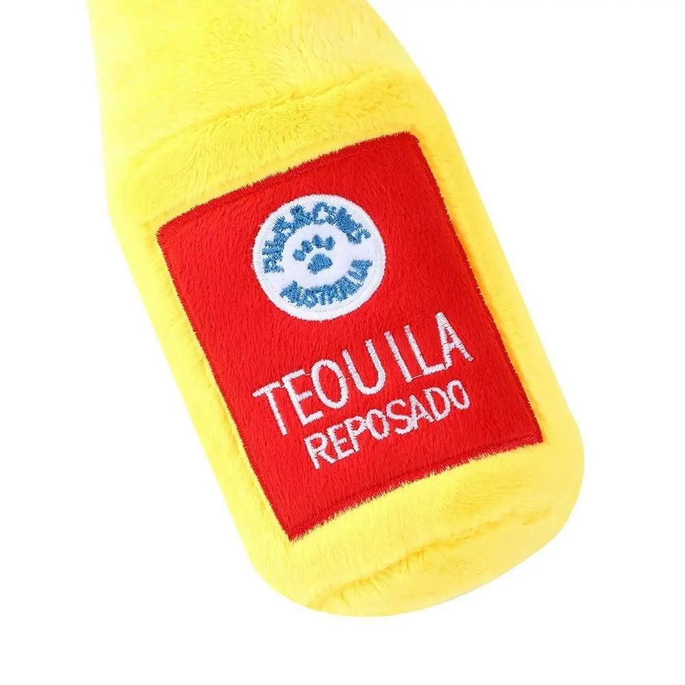 Paws & Claws Pet/Dog 31cm Tequila Bottle Shop Soft Plush w/ Squeaker Toy Yellow