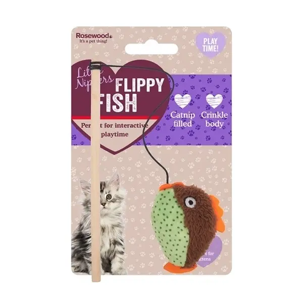 Rosewood 21cm Little Nippers Flippy Fish Catnip Plush Pet/Kitty Cat Scratch Toy