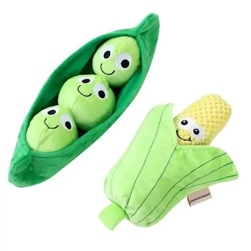 2x Paws & Claws 26cm Veggie Soft Plush Corn Cob Dog Interactive Toy w/ Squeaker