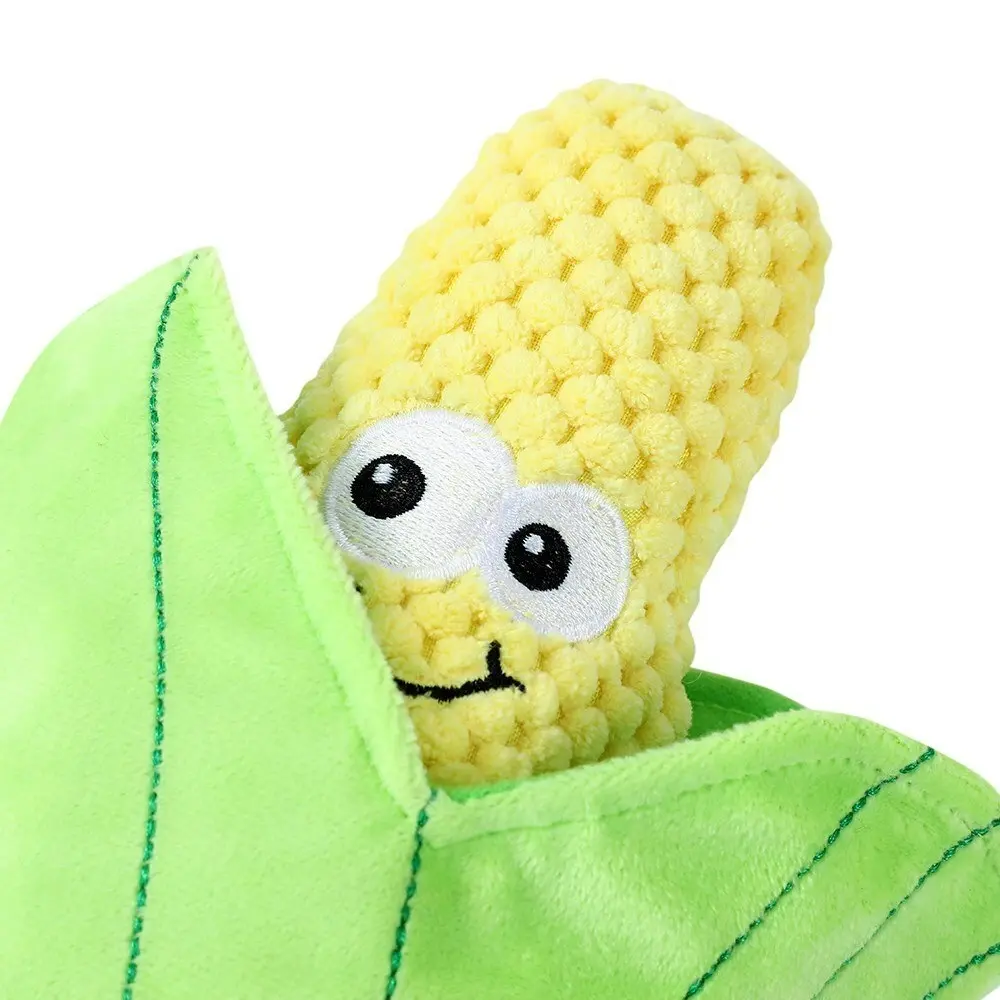 2x Paws & Claws 26cm Veggie Soft Plush Corn Cob Dog Interactive Toy w/ Squeaker