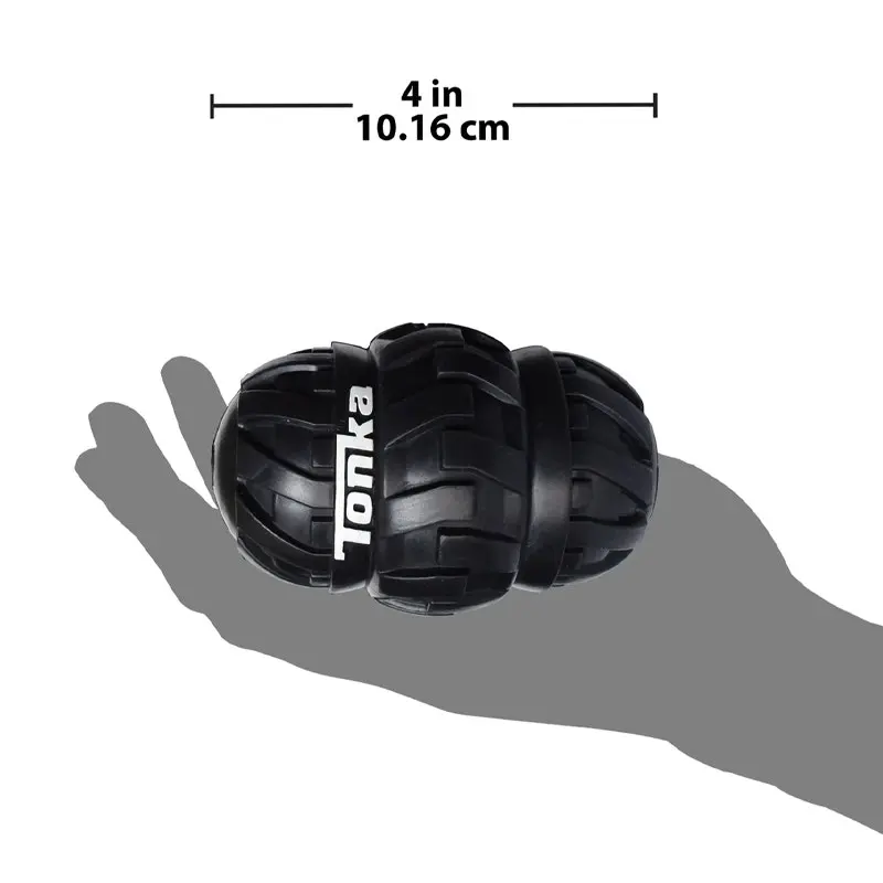 Tonka Pet 10cm Tri-Stack Tread Dog Snack Feeder Durable Rubbber Play Toy Black