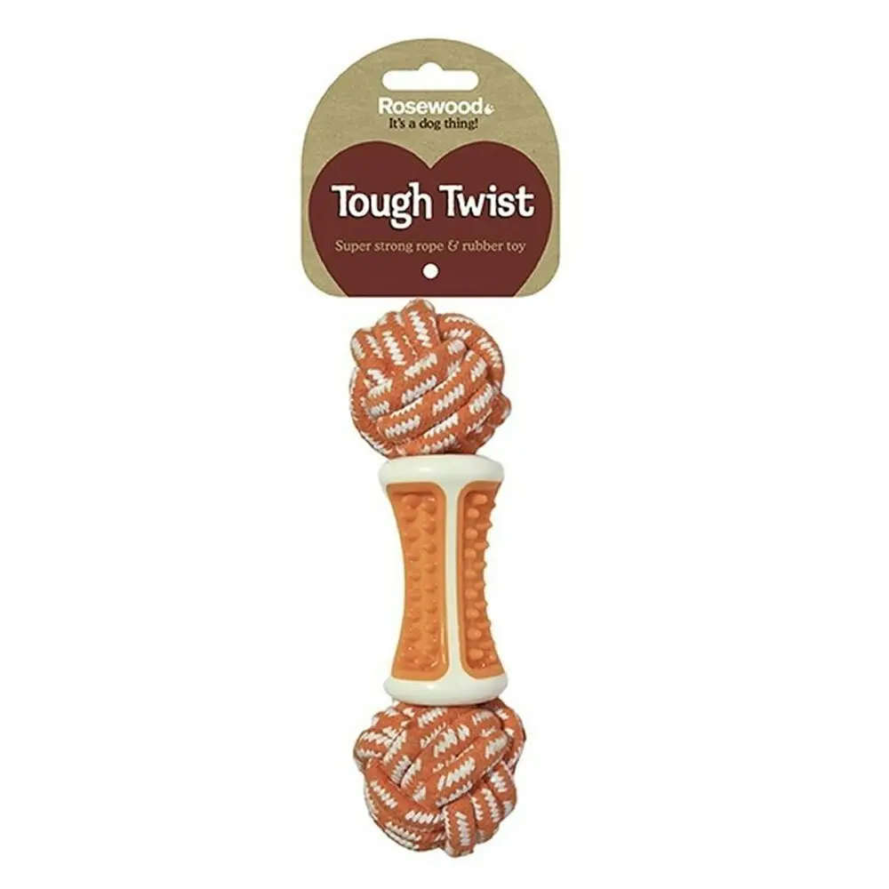 Rosewood Pet Dog 23cm Tough Twist Dental Rope Ball Toy Interactive Play Brown