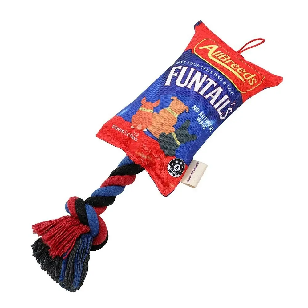 Paws & Claws Funtails Pet/Dog 39cm Lollies Snacks Oxford Tugger w/ Rope Fun Toy